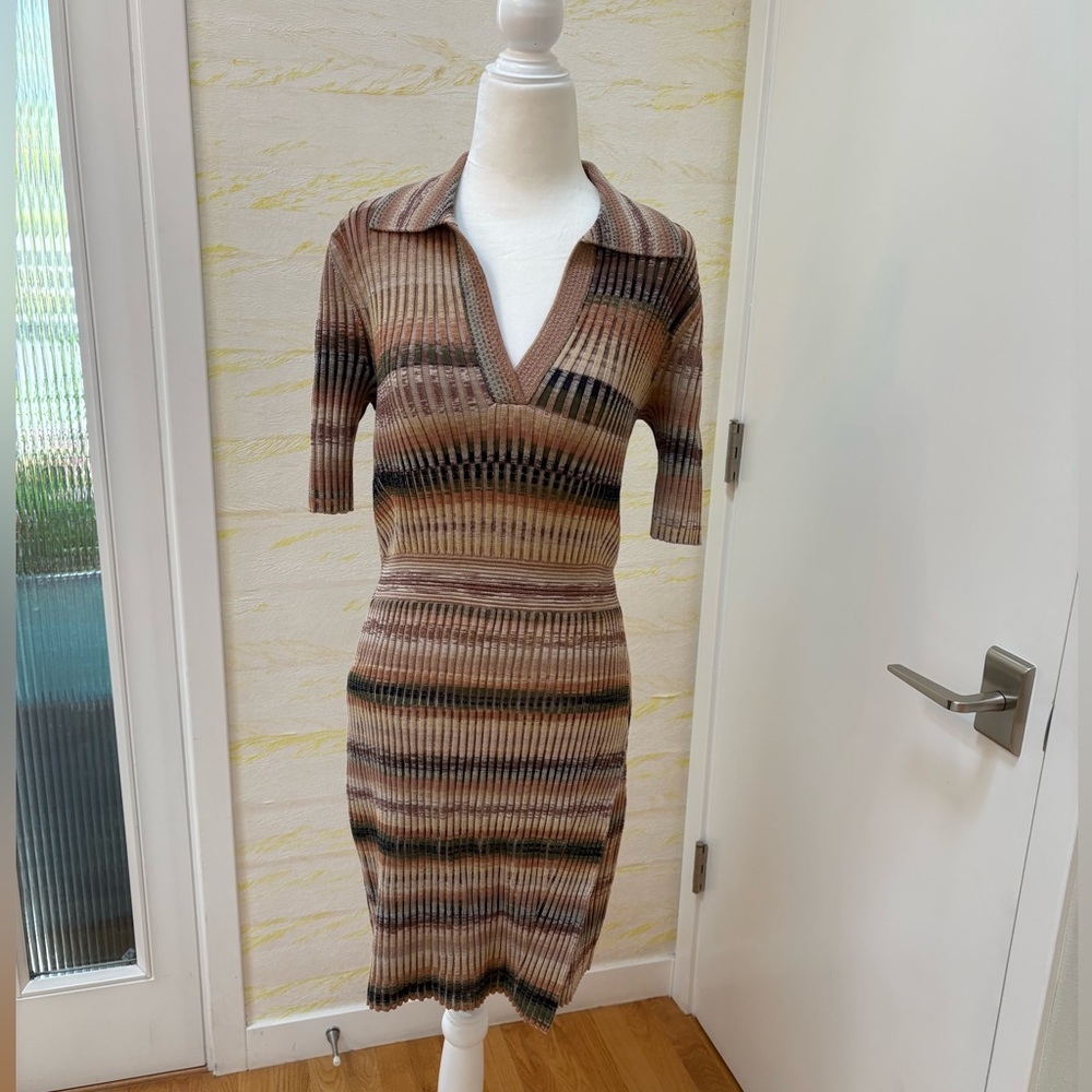 Chic Multicolor Striped Midi Dress